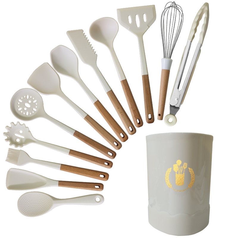 13pcs Silicone Cooking UtensilsSet with Wooden Handle